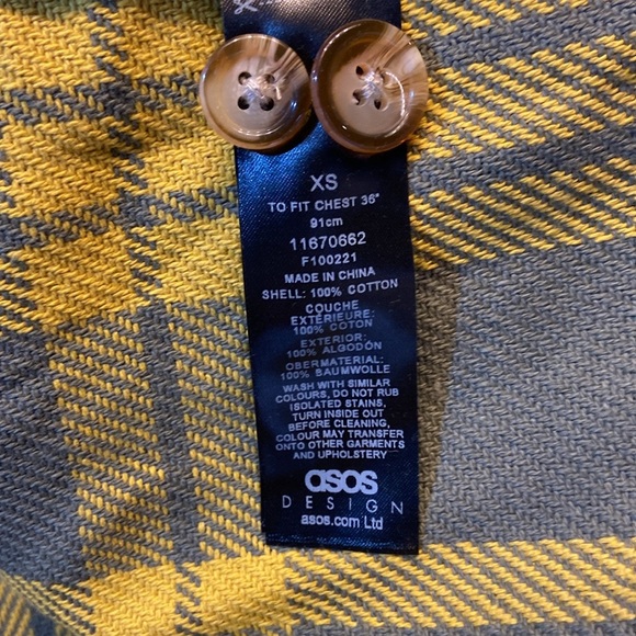 NWOT ASOS Design Harrington Check Jacket in Green/Yellow Men's XSMALL Full Zip - Picture 9 of 9